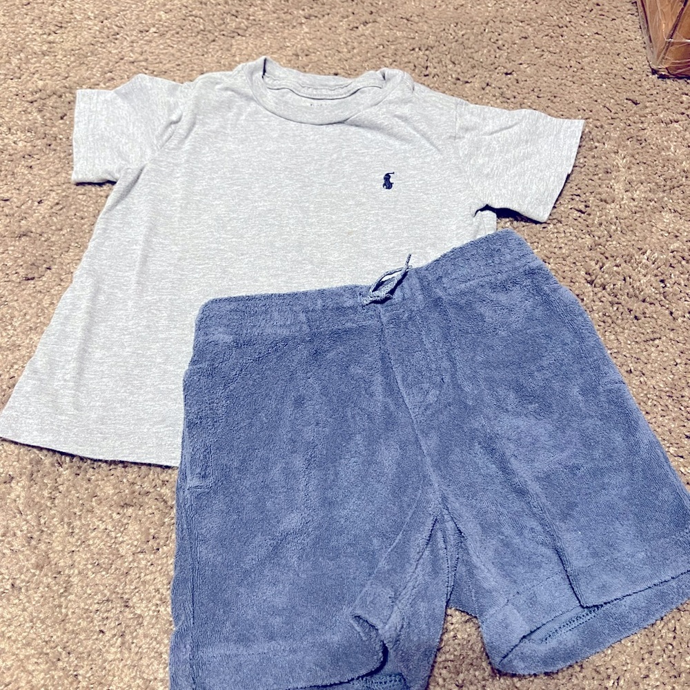Polo Ralph Lauren T shirt in a 2T and Janie and Jack terry shorts!